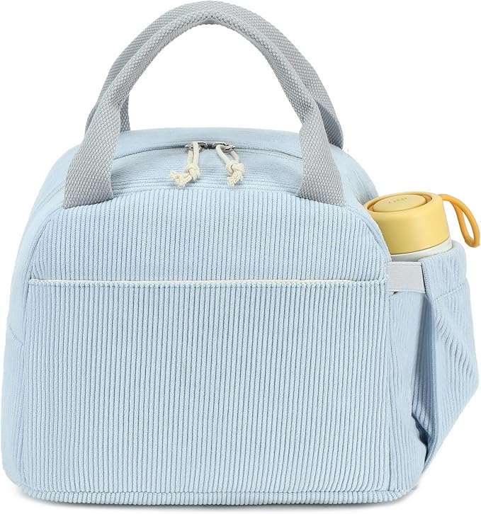 Bluboon Lunch Bag for Women Men Cute Corduroy Lunch Tote Bags Reusable - Image 5