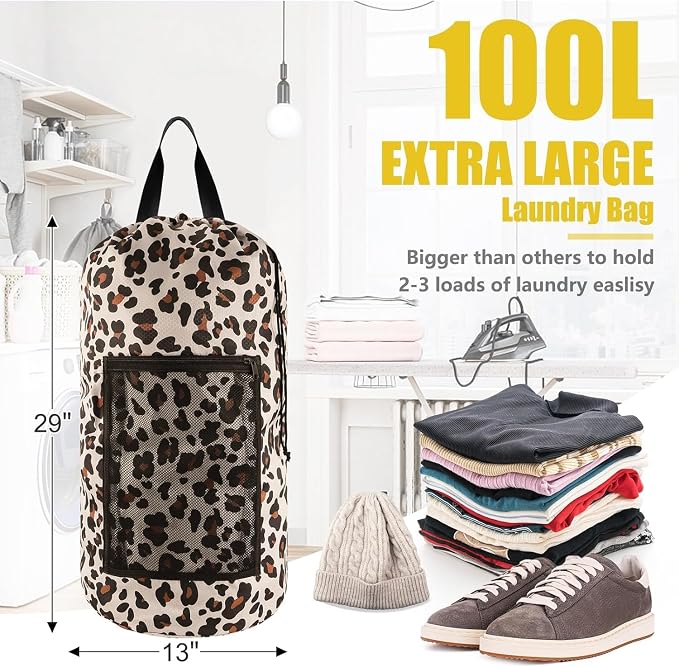 Laundry Bag Backpack, Dirty Clothes Travel Bag - Image 2