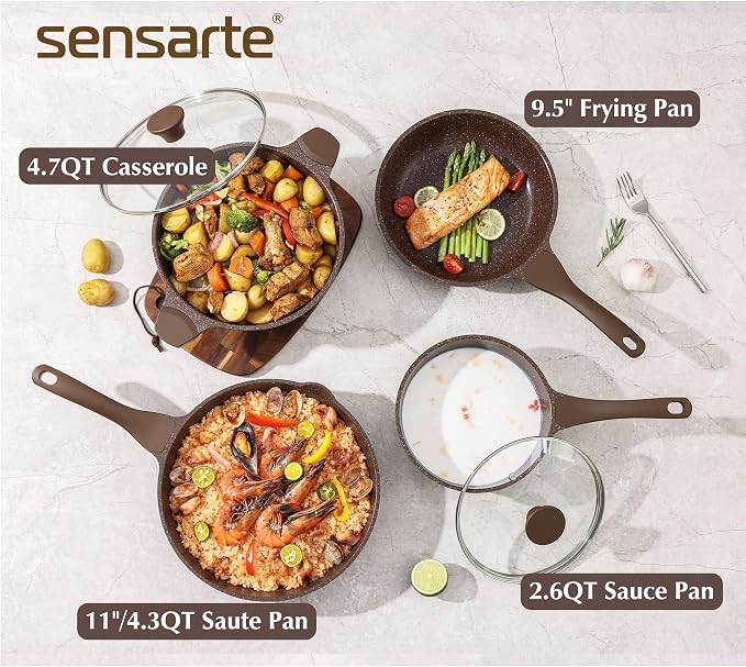 SENSARTE Nonstick Cookware Set 13-Piece, Healthy Pots and Pans Set Kitchen - Image 7