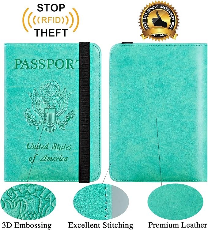Passport Holder Cover Wallet Travel Essentials RFID Blocking Leather Card Case - Image 2