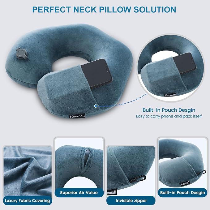 2Pack Inflatable Travel Neck Pillow - Image 5