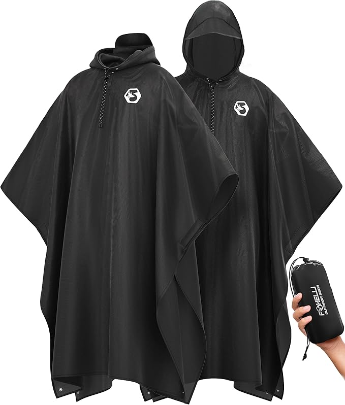Foxelli Rain Poncho for Adults – Extra Long Reusable Waterproof Raincoat by FOXELLI