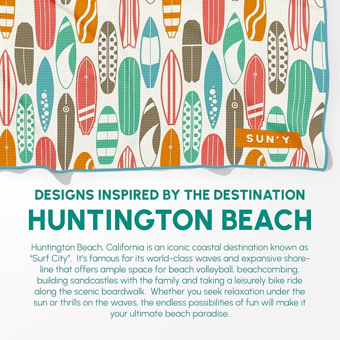 SUN'Y Waffle Microfiber Beach Towel – Sand Free, Quick Dry, Ultra Absorbent - Image 2