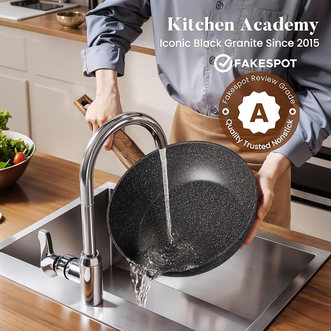 Kitchen Academy Induction Cookware Set-17 Piece Non-stick Cooking Pan Set - Image 2
