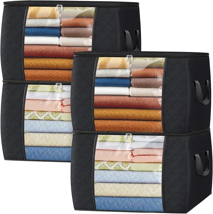 Fab totes 24 Gallons Clothes Storage, Foldable Thick Fabric Blanket Storage Bags by Fabtotes