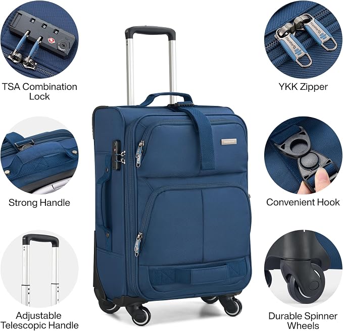 Hanke 20 Inch Softside Expandable Carry On Luggage - Image 4