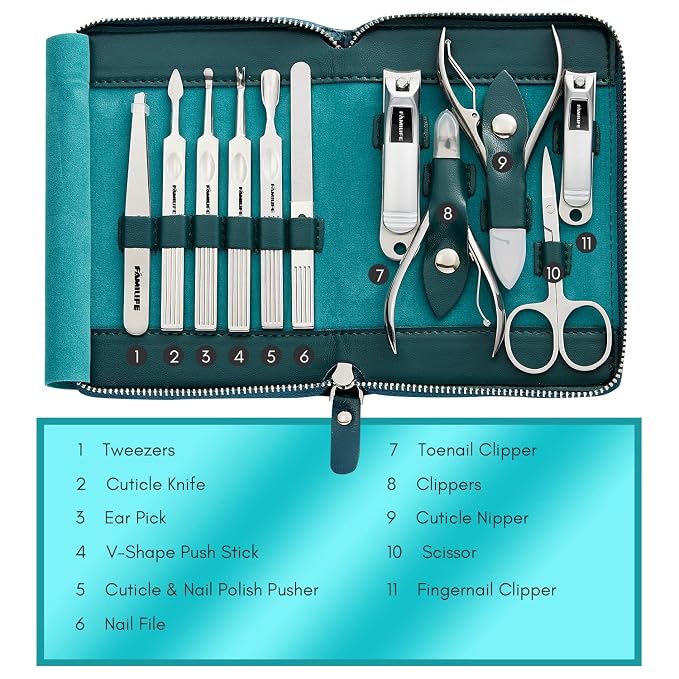 FAMILIFE Nail Kit, Professional Manicure Set Manicure Kit, 11 in 1 Stainless - Image 4