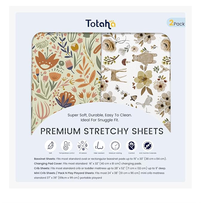 TotAha Crib Sheets for Boys Girls, Buttery Soft Crib Mattress Fitted Sheet by TotAha%7CUnitedStates