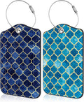 2 Pack Luggage Tag for Suitcase Arabic Mosaic and Mosque Window Shape Leather by Unknown