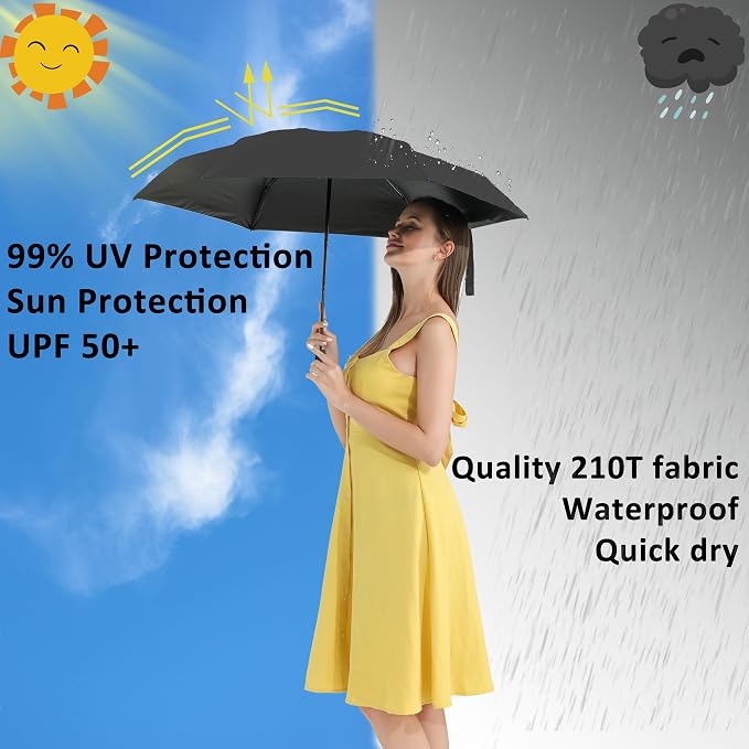 BAODINI Small UV Protection Travel Umbrella Compact - Image 2