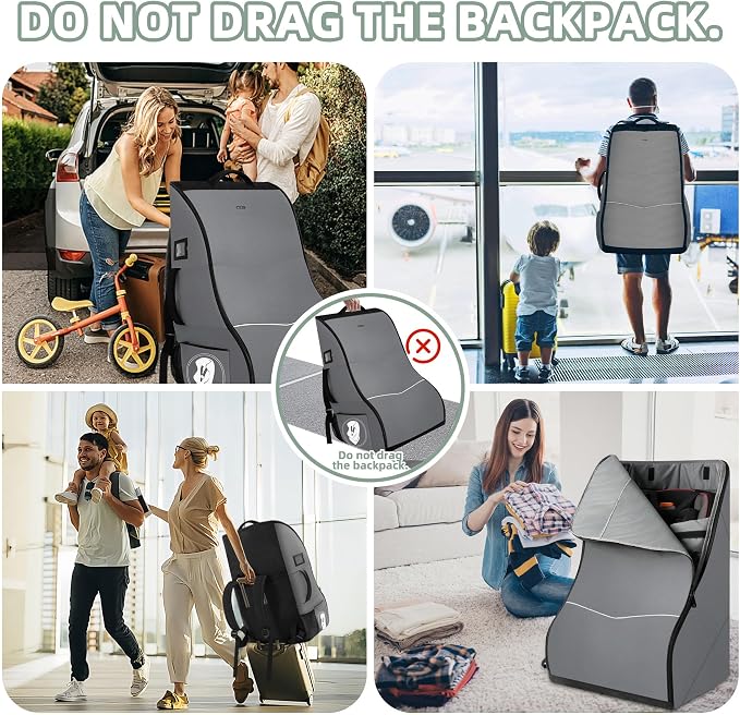 Car Seat Travel Bag for Airplane – Padded Carseat Backpack Carrier for Airport - Image 5