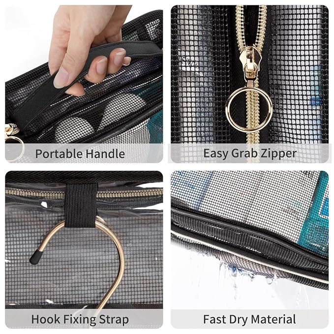 CUBETASTIC Mesh Shower Bag, Hanging Travel Toiletry Bag - Image 6