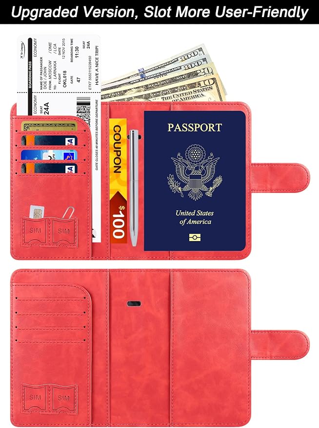 Passport Holder Cover Wallet Travel Essentials Leather Rfid Blocking Case - Image 2