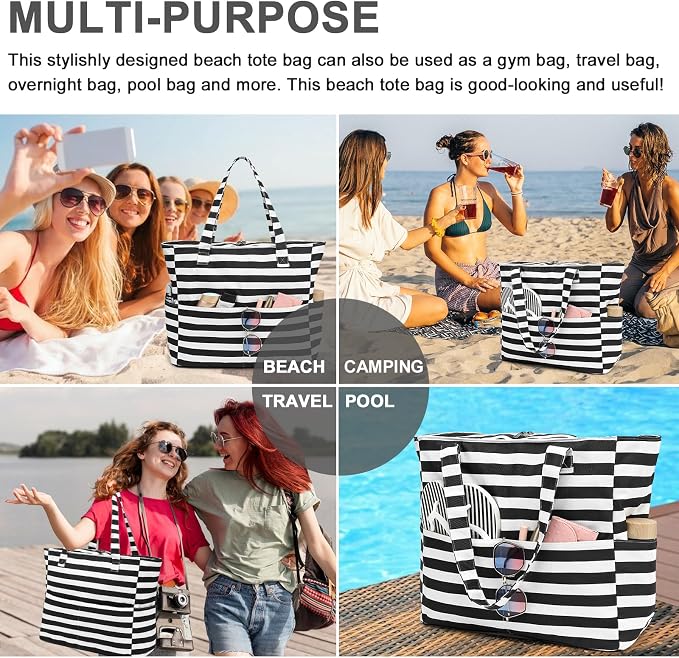 Beach Pool Bags Tote for Women Ladies Large Gym Tote Carry On Bag - Image 8