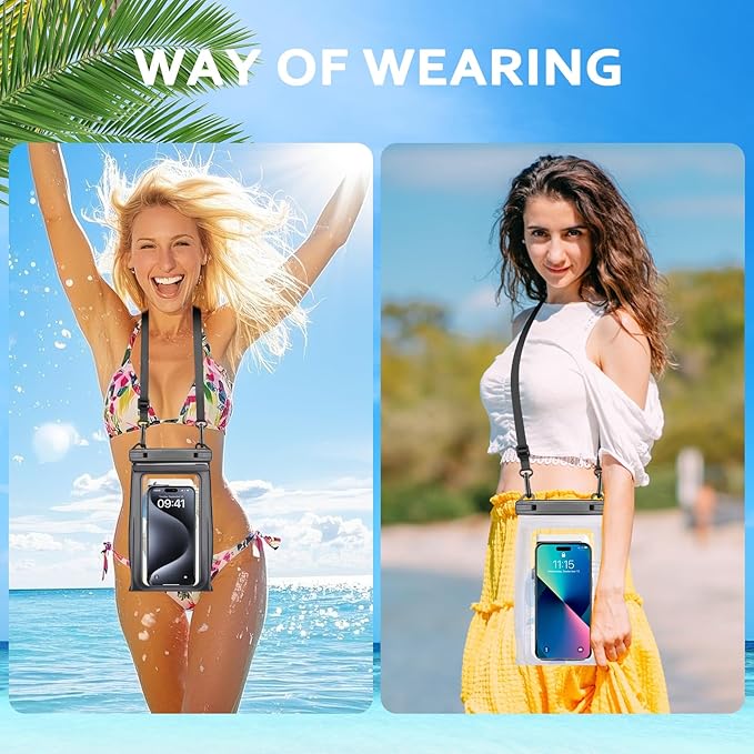 2 Pack Large Waterproof Phone Pouch, IPX8 Double Sealing Floating Waterproof Bag - Image 7