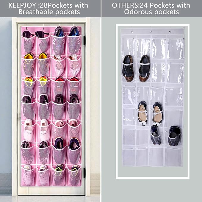 KEEPJOY 28 Pockets Hanging Shoe Organizer, Over the Door Shoe Organizer - Image 4