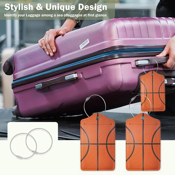 2 Pcs Basketball Texture Luggage Tags, Cruise Luggage Tag - Image 7