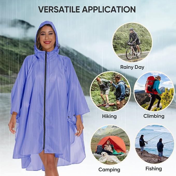 PTEROMY Hooded Rain Poncho for Adult - Image 7