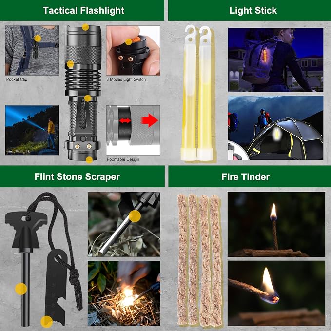 Gifts for Men Dad Fathers Day, 34 in 1 Survival Gear and Equipment, Emergency - Image 5