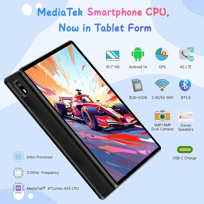HAOVM Tablet 10 inch Android 14, 4G SIM Unlocked, Kid Tablet - Image 3