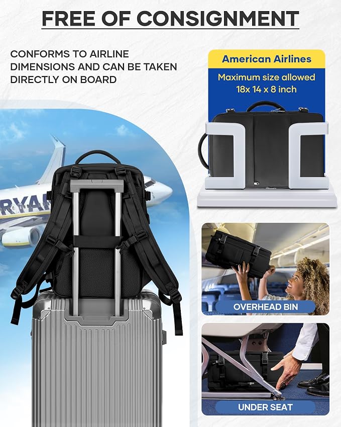 Black Vacuum Backpack With Vacuum Compression, Expanded Travel Laptop Backpacks - Image 8