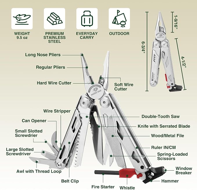 MOSSY OAK Multitool, 19-in-1 Stainless Steel Multi Tool Pliers, Self-locking - Image 5