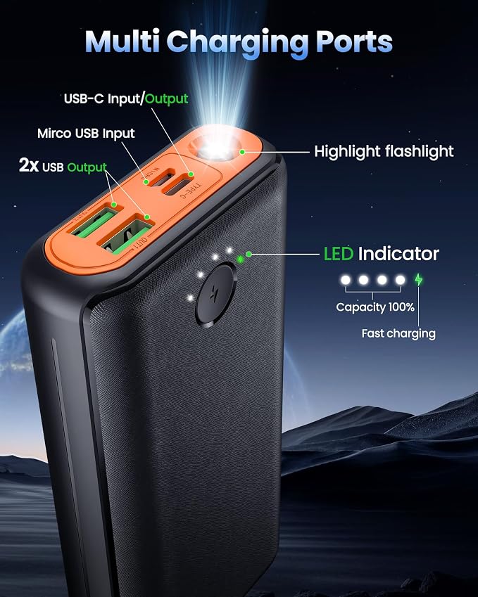 Portable Charger Power Bank 40000mah, USB C Fast Charging 22.5W External - Image 4