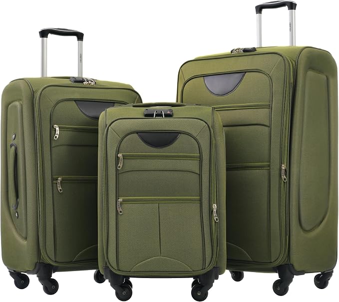 Merax Softside Luggage Set Softshell Lightweight 3 Piece Spinner Suitcase 22" by Merax