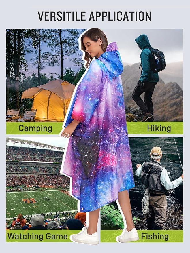 SaphiRose Extra Thick Hooded Rain Poncho Double Layer Waterproof Raincoat Jacket - Image 6
