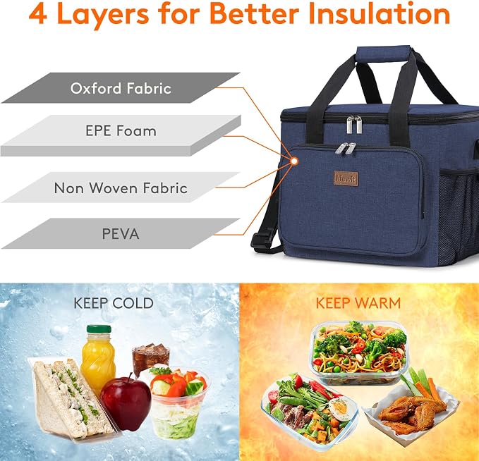 Lifewit Large Lunch Bag Insulated Lunch Box Soft Cooler Cooling Tote - Image 2