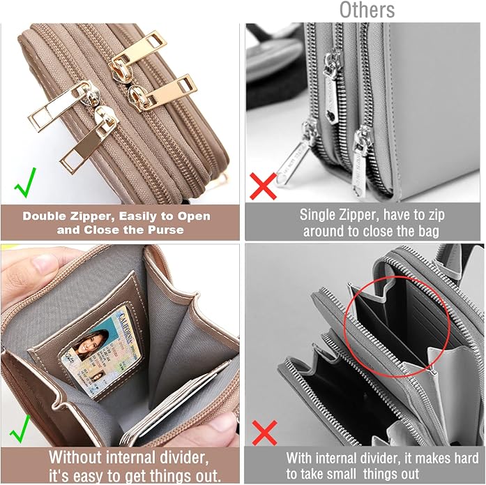 Crossbody Cellphone Purse Women Touch Screen Bag RFID Blocking Wallet Handbag - Image 3
