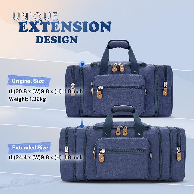 Gonex Canvas Duffle Bag for Travel 50L Expandable Duffel Weekend Overnight Bag - Image 9