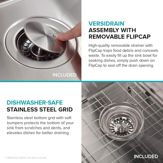 KRAUS Dex 32-inch Undermount 16 Gauge Stainless Steel Single Bowl Kitchen Sink - Image 9
