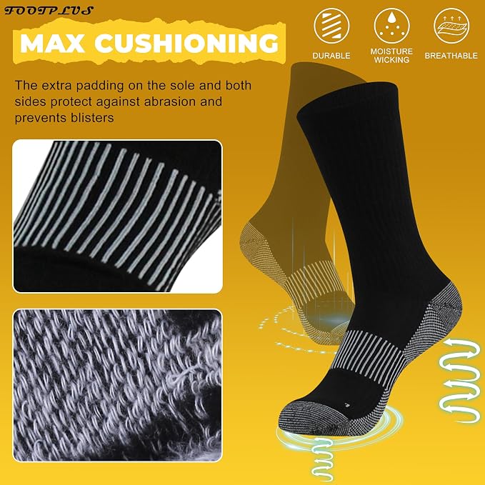 FOOTPLUS Hiking Copper Compression Socks, Unisex Cushioned Sole Arch Support - Image 6