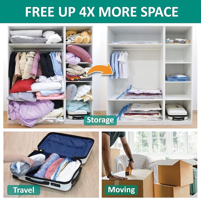 6 Jumbo Vacuum Storage Bags, Space Saver Bags Compression Storage Bags - Image 3