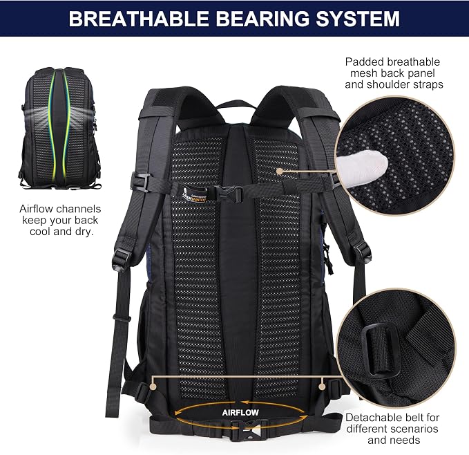 MOUNTAINTOP Hiking Backpack, 30L Camping Backpack, Men Women Hiking Daypack - Image 8