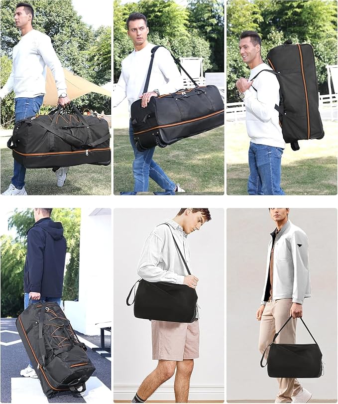 Rolling Duffle Bag with Wheels, 110L/140L Expandable Soft-Sided Foldable Duffle - Image 7