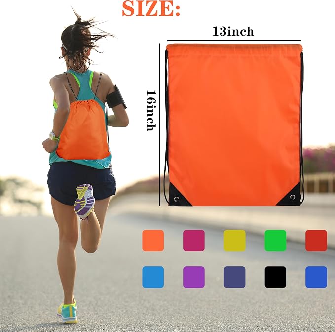 10 Colors Drawstring Backpack Bags Sack Pack Cinch Tote Sport Storage Polyester - Image 2