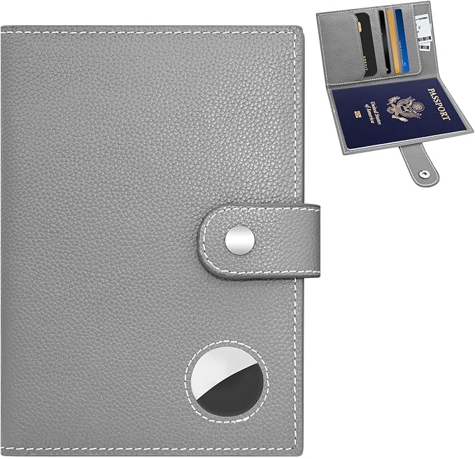 Genuine Leather Passport Holder, RFID Blocking Travel Wallet by Unknown