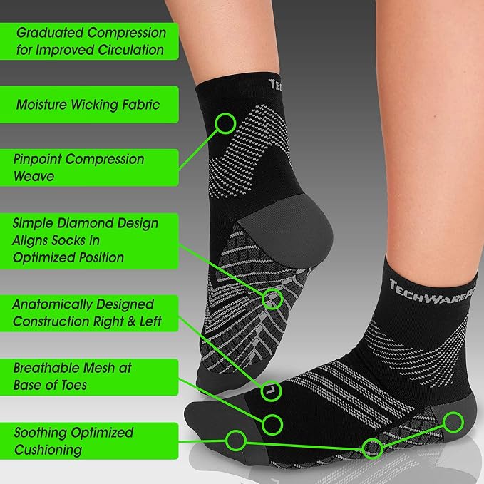 TechWare Pro Plantar Fasciitis Socks – Cushion Ankle Compression Socks Women & - Image 3