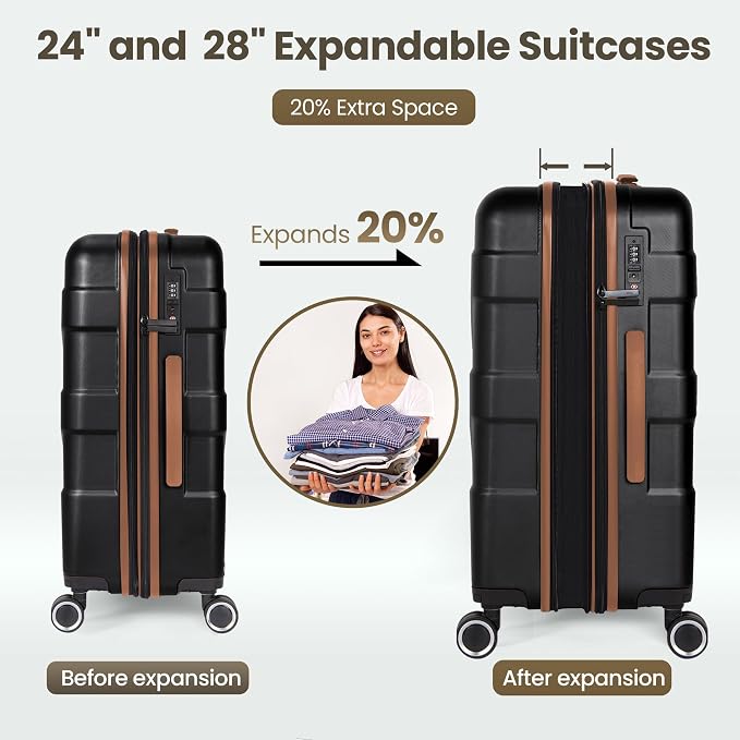 Luggage Sets 3 Piece with Spinner Wheel, Hardside Suitcase Set with TSA Lock - Image 4