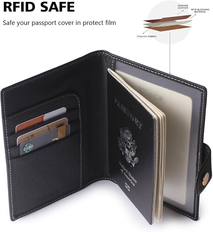 Genuine Leather Passport Case, RFID Passport Cover - Image 4