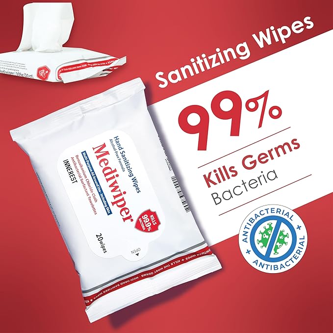 MEDIWIPER 80ct Alcohol-Free Hand Sanitizing Wipes Unscnted Antibacterial Wet - Image 2