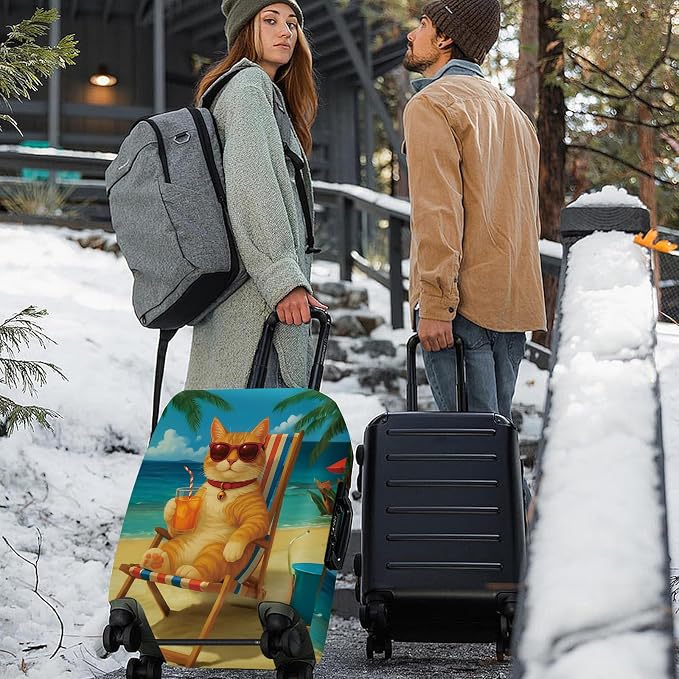 ANNA QUEEN Summer Cat Luggage Cover, Cat in Sunglasses - Image 2