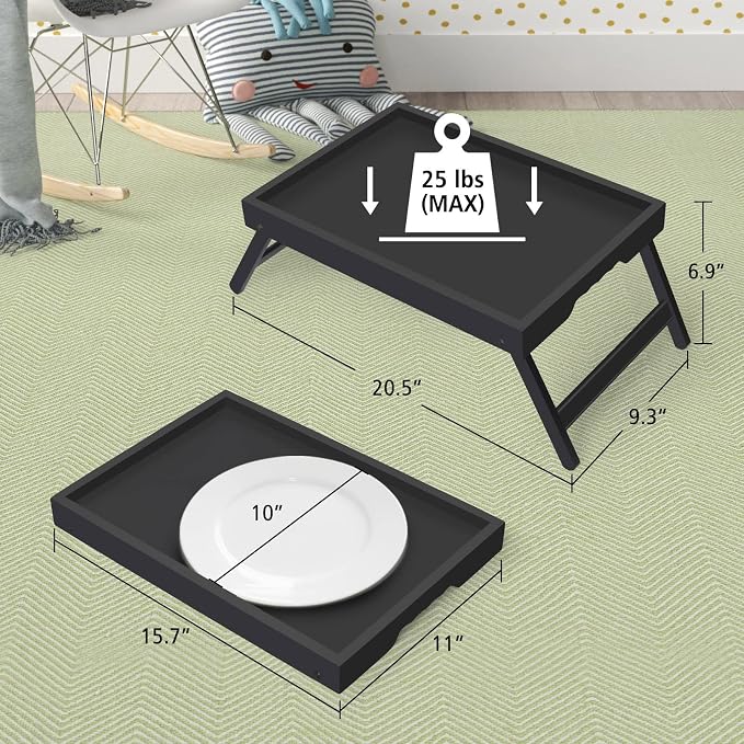 Artmeer Bed Tray Table with Folding Legs, Bamboo Breakfast in Bed - Image 4