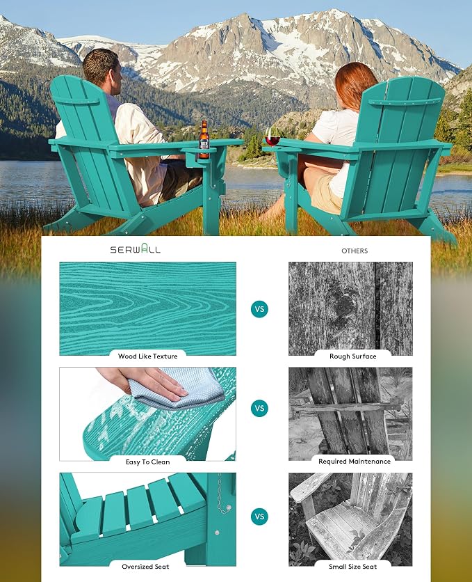 SERWALL Adirondack Chair with Cup Holders - Image 5