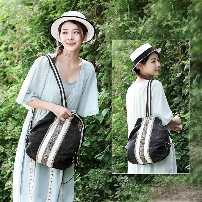 Goodhan WomCanvas Backpack Daypack Casual Shoulder Bag, Vintage Heavy-duty - Image 8
