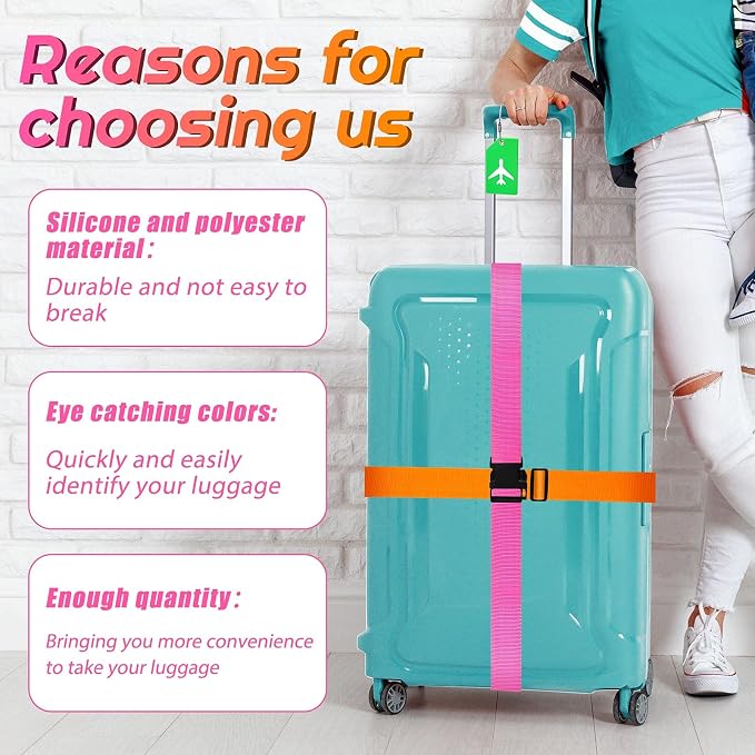 Weewooday 8 Pcs Luggage Straps Suitcase Tags Set - Image 4