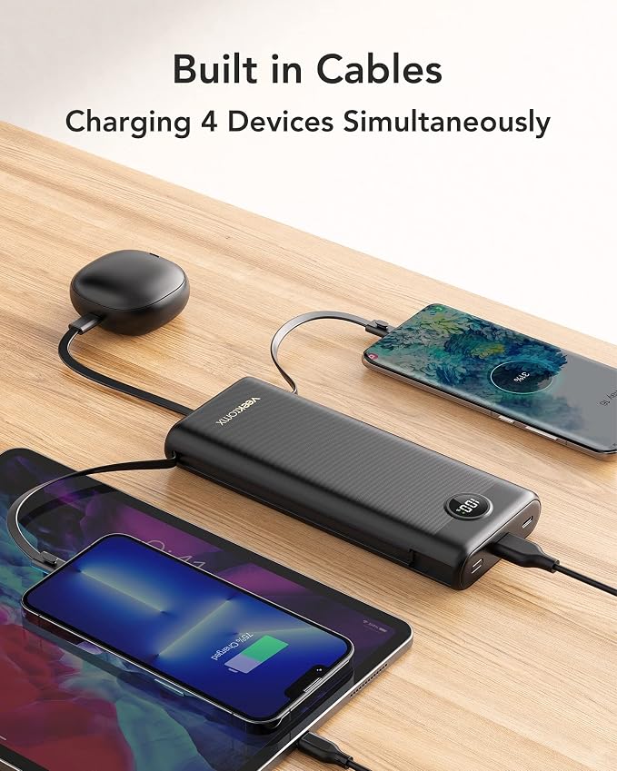 VEEKTOMX Portable Charger with Built-in Cables 30000mAh Power Bank - Image 2