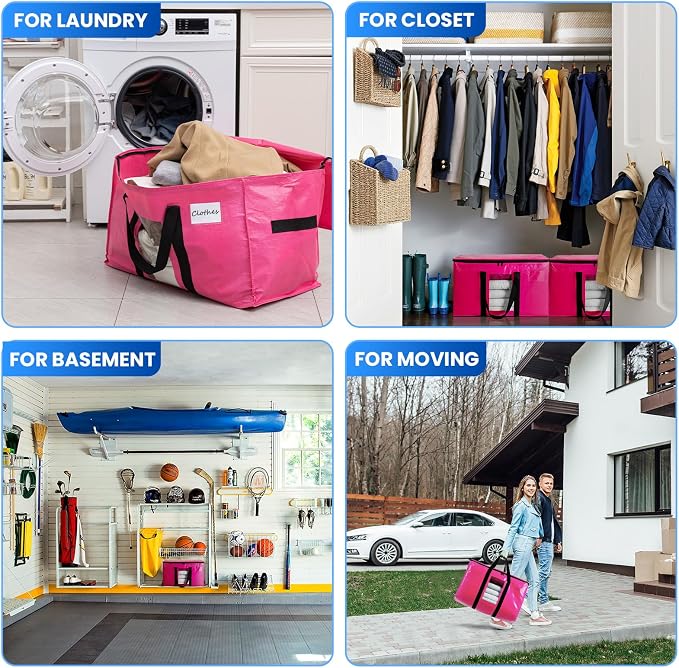 TAILI 8 Pack Pink Extra Large Moving Bags, Heavy Duty Totes - Image 9